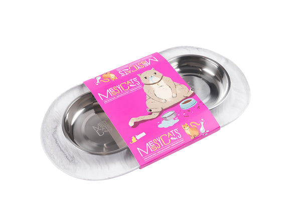 Double Silicone Cat Feeder with Stainless Steel Bowl